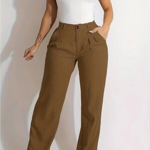Brown High-Waisted Women's Pants